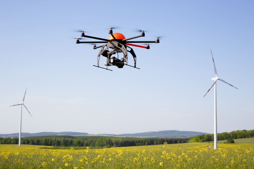 Flying Drone In Field