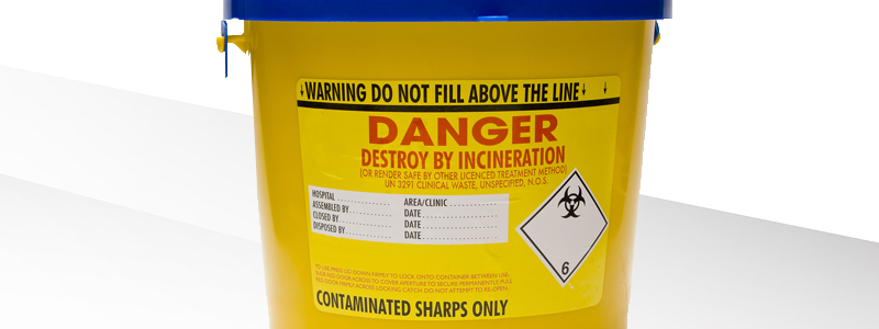 sharps bin disposal banner