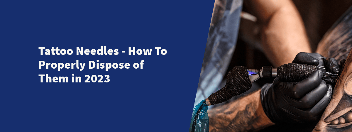 Blog title on a blue background next to an image of a tattoo artist drawing a tattoo.