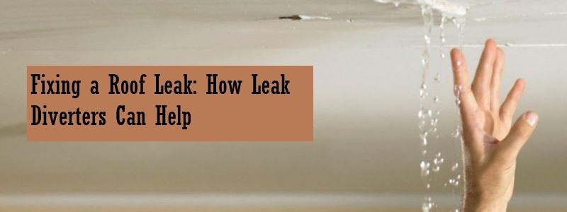 a hand reaching up to try and stop a leak from the ceiling with blog title text to the left