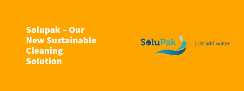 Blog title on orange background with Solupak logo