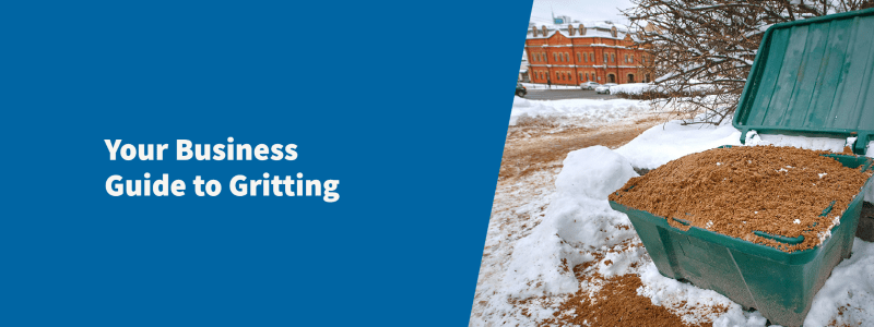The blog post with a blue background next to an image of gritting salt.