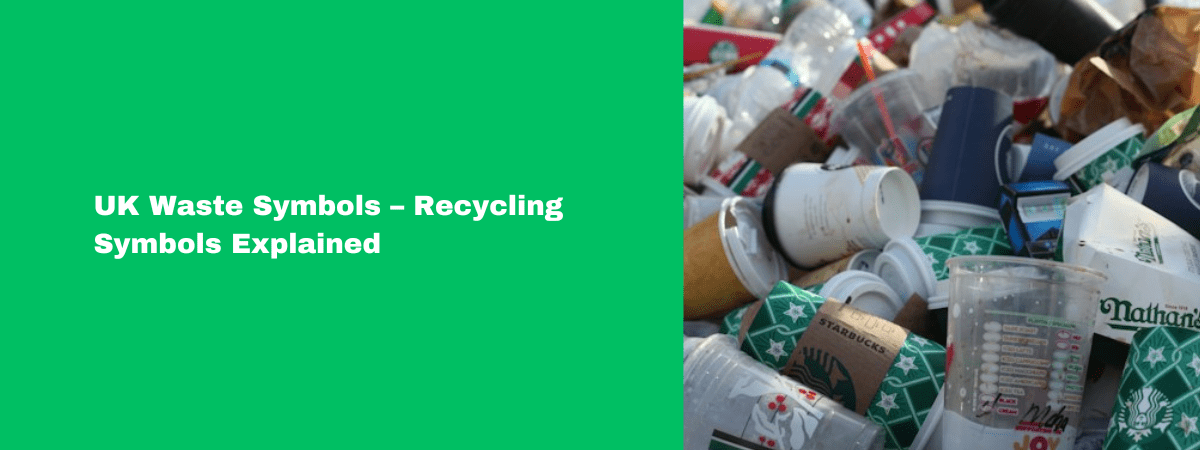 An image of the blog title on a green background next to a picture of recycled bottles.