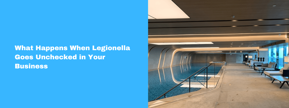 The blog title on a blue background with an image of an indoor swimming pool next to it.