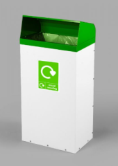 60 Litre All Steel Recycling Bin with Green Lid