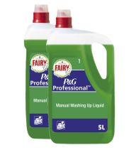 two 5 litre bottles of P&G Professional Fairy Concentrated Washing Up Liquid