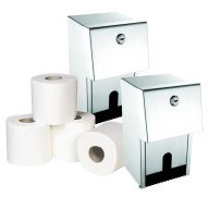 C21 Brushed Dual Roll Dispenser (Pack of 2) & Toilet Roll Bundle