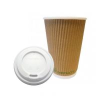PLA Compostable Kraft Ripple Cups/Sip Lids1000 each