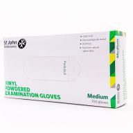 box of 100 medium St John Ambulance Vinyl Powdered examination Gloves 