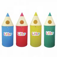 Single 42 Litre Pencil Bin with Litter Lettering in Maroon