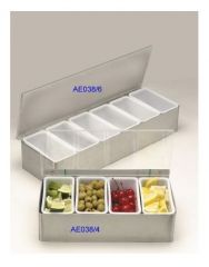 Condiment Holder with 6 Compartments in Stainless Steel