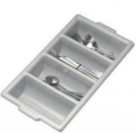 Plastic Cutlery Tray/Box with 4 Divisions in Black or Grey